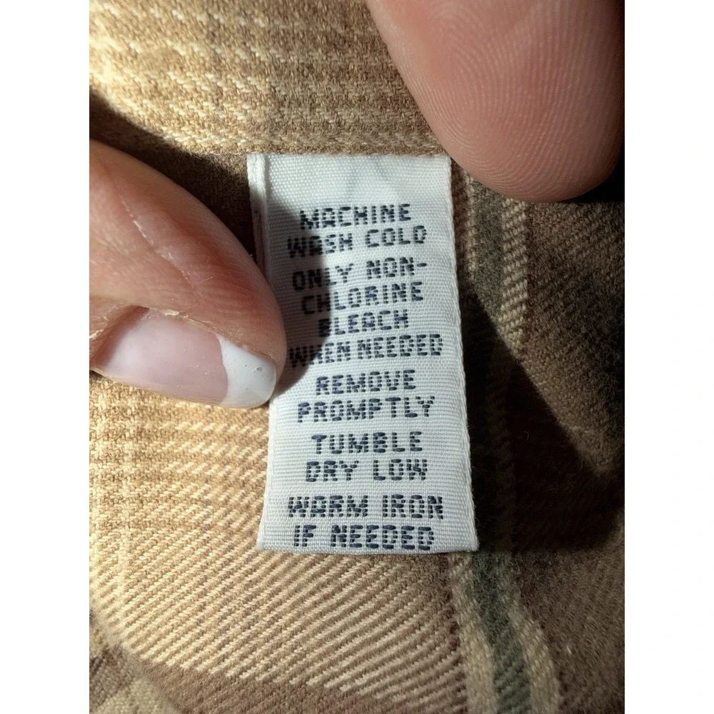 VTG 90s Polo by Ralph Lauren XL Plaid Flannel Shirt Tan Brown Two Pocket Soft